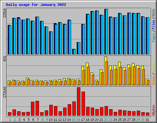 Daily usage for January 2022